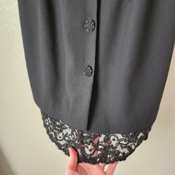 LAUNDRY BY SHELLI SEGAL x VINTAGE 90s little black dress vest style with lace 4 - Picture 8 of 12